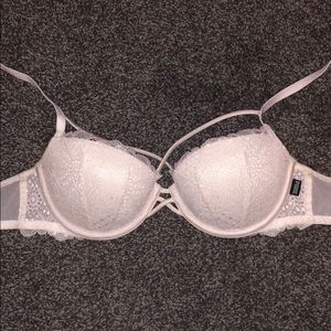 Victoria’s Secret Pink white lace push-up bra